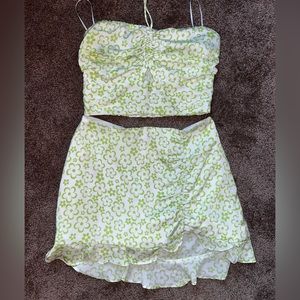 Cotton Candy LA lime green floral matching halter set!